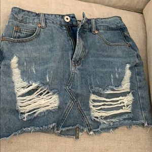 ripped jean skirt